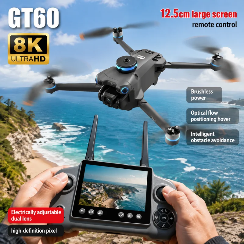 新製品 GT60 ミニドローン デュアルカメラ 8K 空中撮 - Drone Kit Long Range のレビューと価格